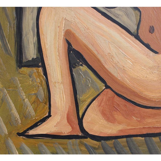 Berlin School Artist after Picasso, Kneeling Nude and Mysterious Figure, 1960s-70s, Oil on Board, Framed For Sale - Image 12 of 18