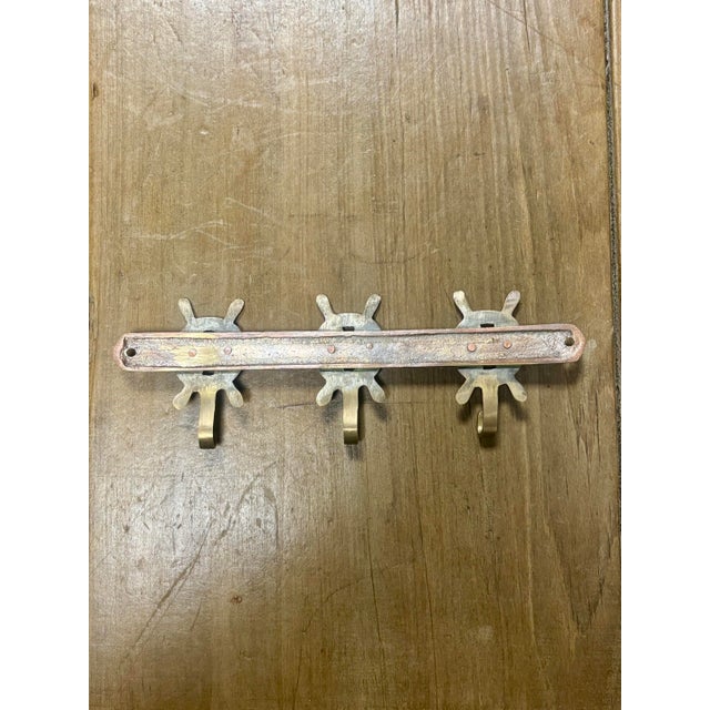 Nautical Vintage English Brass Nautical Ships Wheel Hooks For Sale - Image 3 of 3