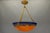 French Art Nouveau Blue & Orange Mottled Glass Pendant Light by G.V. Croismare For Sale - Image 13 of 18