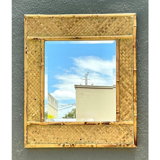 Vintage Woven Bamboo Wall Mirror For Sale - Image 14 of 14