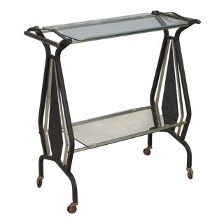 Vintage Metal and Glass TV Stand For Sale