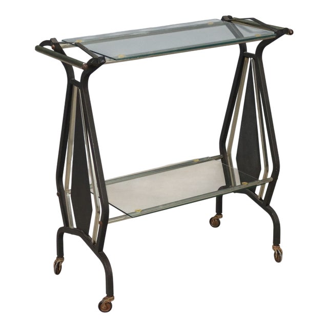 Vintage Metal and Glass TV Stand For Sale