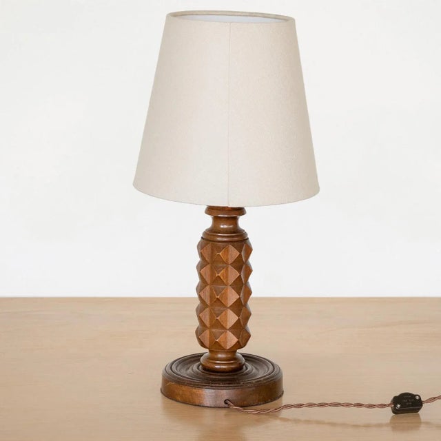 French 1940s French Carved Wood Table Lamp For Sale - Image 3 of 8