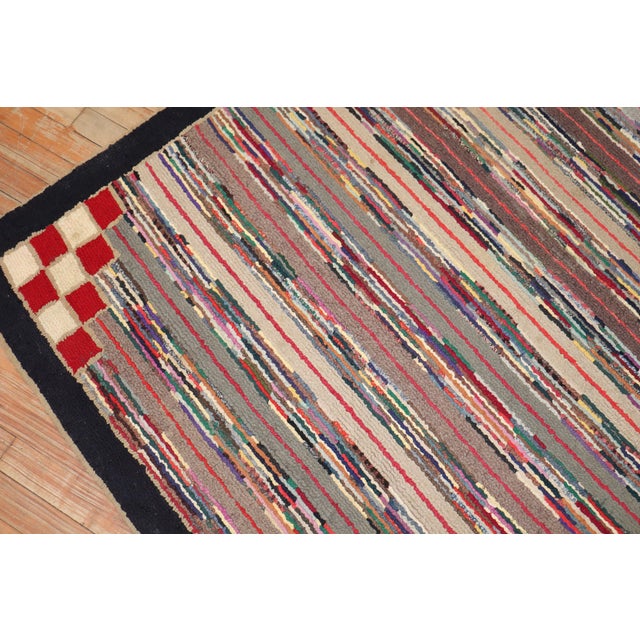 Textile Vintage Zabihi Collection American Hooked Accent Size Rug - 4'4" x 5'9" For Sale - Image 7 of 8