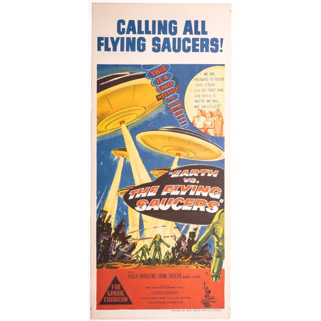 1956 Earth vs. The Flying Saucers Original Daybill Movie Poster Chairish