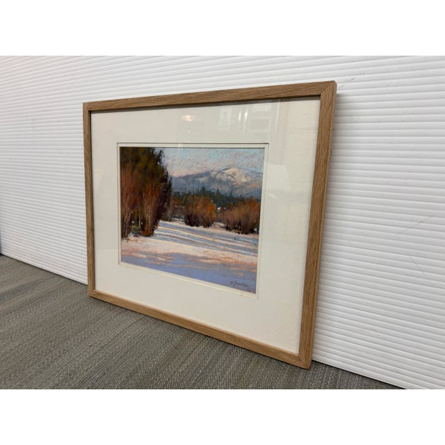 Impressionist Barbara Jaenicke Snow Covered Landscape in Pastels, Signed For Sale - Image 3 of 12