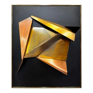 Ron Hinton 1994 3D Metal Wall Sculpture "Linear Sketch"