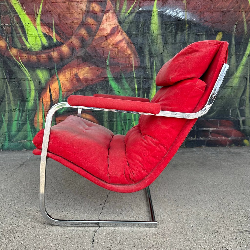 1990 Joan Carson ポストモダンアートミラー Mid Century Modern Milo Baughman Style for Carson Inc. Chrome