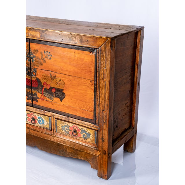 Asian Sino Tibetan Painted Cabinet For Sale - Image 3 of 10