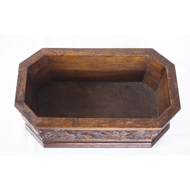 Antique English Carved Oak Open Top Box or Planter Chairish