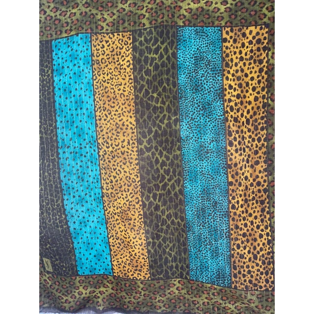 Green Yves Saint Laurent Large Leopard Scarf 54x54 For Sale - Image 8 of 9