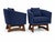 Mid-Century Modern Mid-Century Club Chairs in Blue Chenille, a Pair For Sale - Image 3 of 6