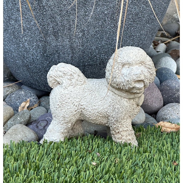 Stone Cast Stone Bichon Frise Garden Ornament For Sale - Image 7 of 7