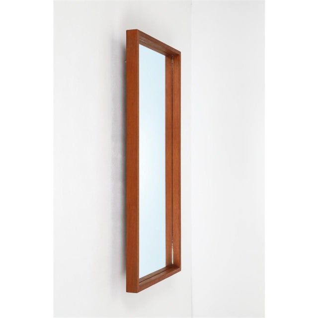 1970s Mid-Century Danish Minimalist Teak Wall Mirror, 1970s For Sale - Image 5 of 8