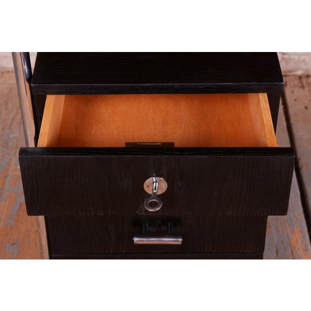 Metal Bauhaus Writing Desk in Oak and Chromed Steel by Robert Slezák, Czech, 1930s For Sale - Image 7 of 16