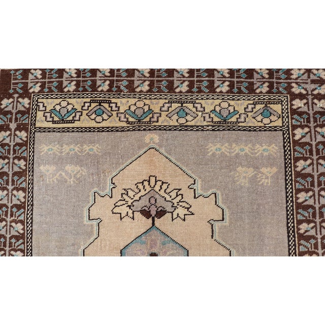 Textile Vintage Turkish Medallion Oushak Area Rug in Gray, Taupe, Brown and Cream For Sale - Image 7 of 13