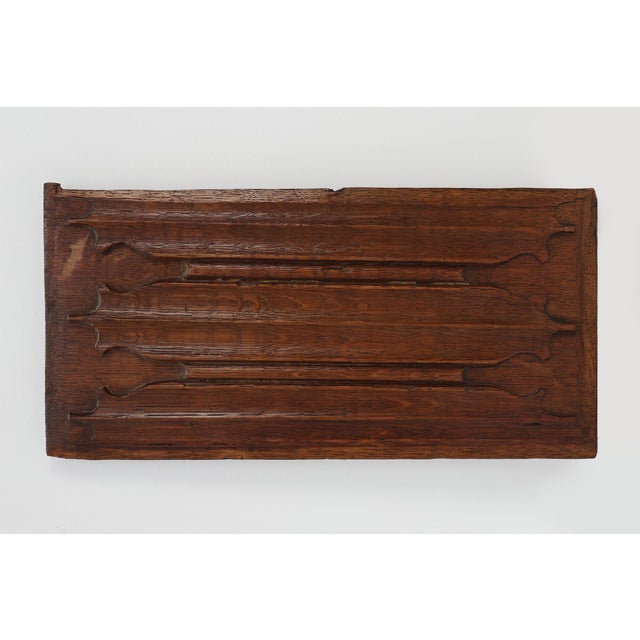 Antique Gothic Linenfold Panel in Carved Oak, 1500s For Sale - Image 9 of 11