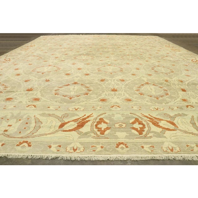 Textile Turkish Oushak Rug With Arts & Crafts Style Inspired by William Morris - 13'10 X 17'04 For Sale - Image 7 of 9