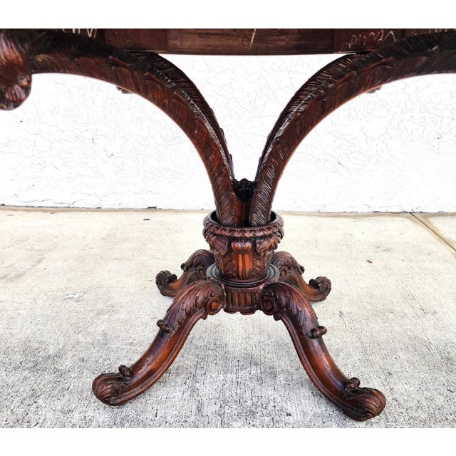 Late 19th Century 19th Century Empire Revival Center Table Carved Mahogany With Granite Top For Sale - Image 5 of 12