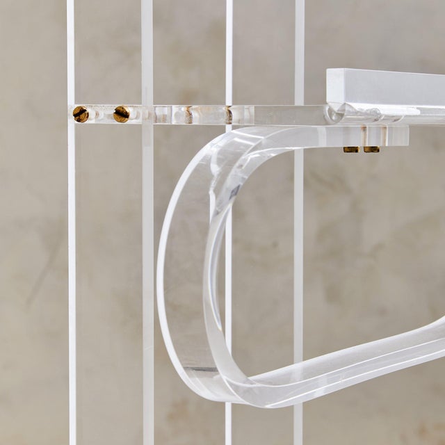 White Italian Lucite + Brass Valet Stand, 1960s For Sale - Image 8 of 9