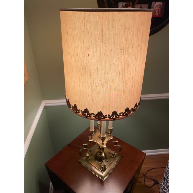 Stiffel Vintage Stiffel 4-Candle Bouillotte Table Lamp & Shade For Sale - Image 4 of 13