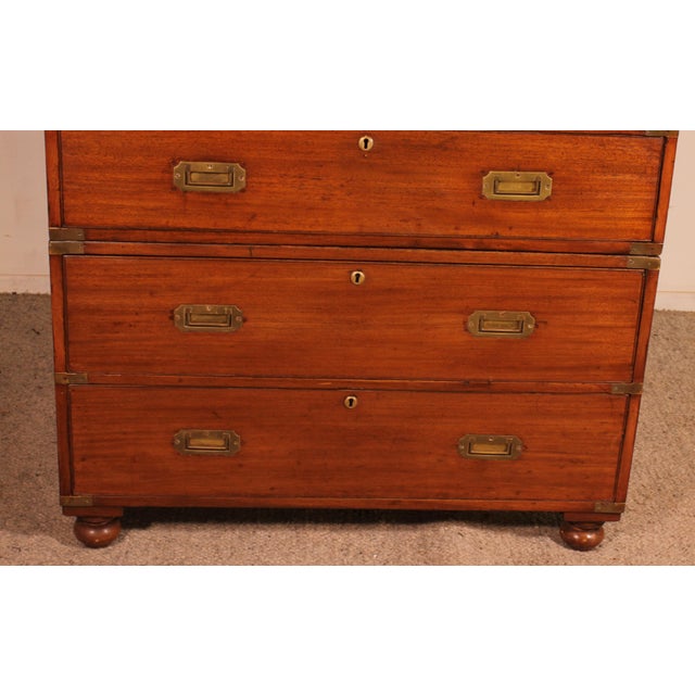 Marine Commode in Blond Mahogany with Secretaire For Sale - Image 14 of 16