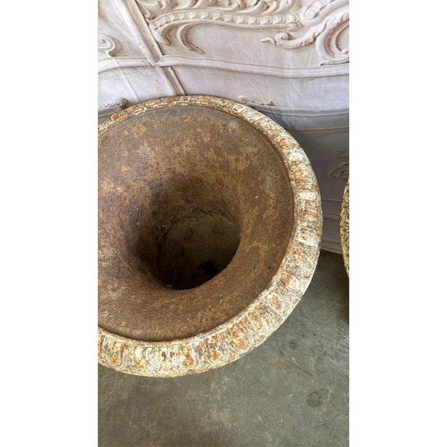 Set of 4 19th Century French Cast Iron Garden Urns For Sale - Image 17 of 18