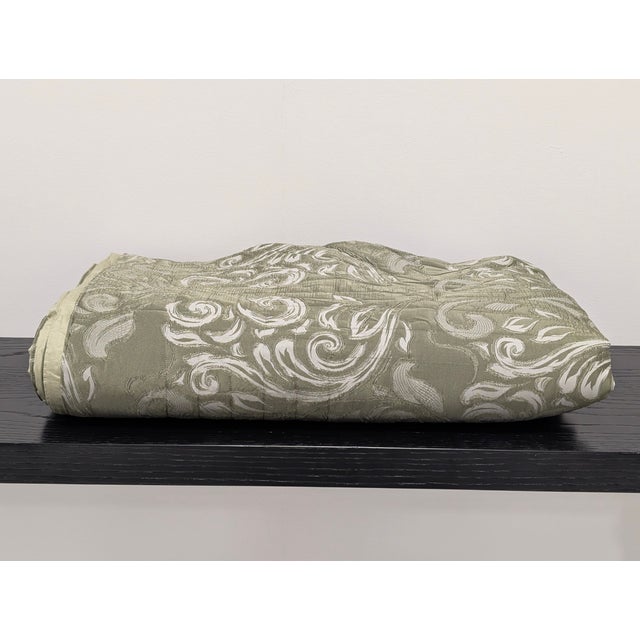 Textile Frette Green Bedspread For Sale - Image 7 of 10