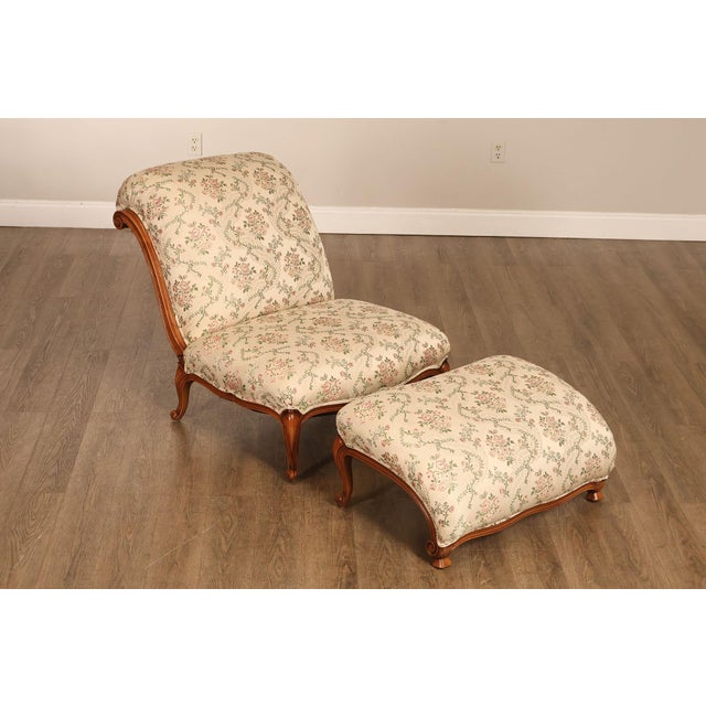 High Quality Upholstered Chaise Style Lounge Chair with Rolled Backrest and Matching Ottoman