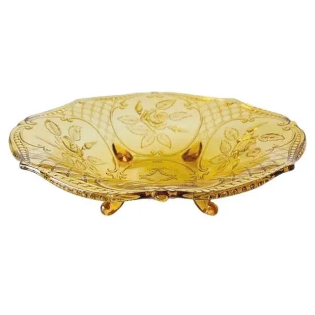 This beautiful vintage amber colored glass bowl comes from the glass factory August Walther & Sons from the thirties and...