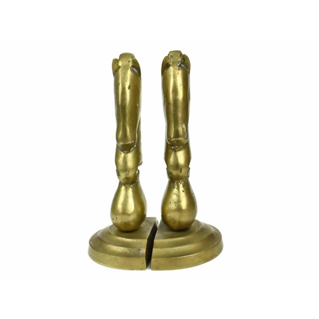 Mid 20th Century Mid 20th Century Solid Brass Horse Head Knight Chess Bookends - a Pair For Sale - Image 5 of 8