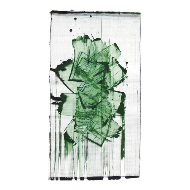 Contemporary Abstract Acrylic on Hahnemühle Paper Painting "Mad Green 10" by Emma Godebska For Sale