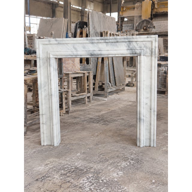 White Handcrafted Ziarat White Marble Fireplace Surround – Afghan Stone For Sale - Image 8 of 9