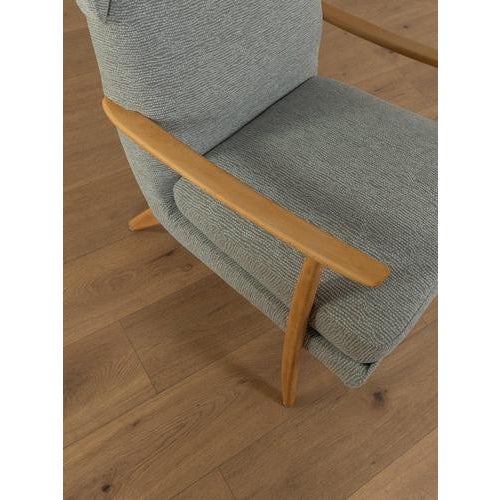 Wing-Chair in Beech and Fabric, 1950s For Sale - Image 6 of 8