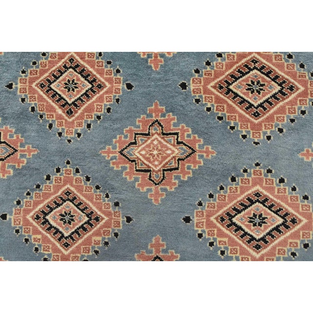 Blue Bokhara Jaldar Rug 6’3” X 9’3” Blue Wool Tribal Hand-Knotted Oriental Carpet For Sale - Image 8 of 13