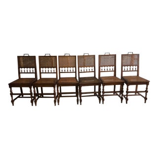 1940s English Style Dining Side Chairs - Set of 6 For Sale