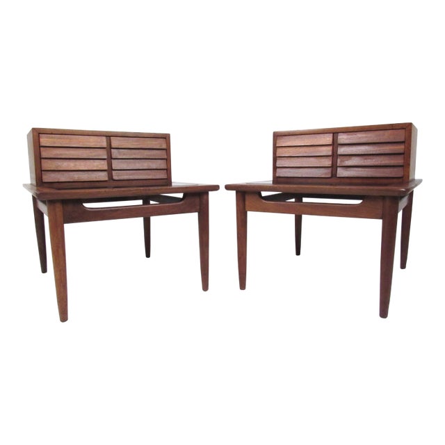Mid-Century Step Side End Tables by American of Martinsville - a Pair For Sale