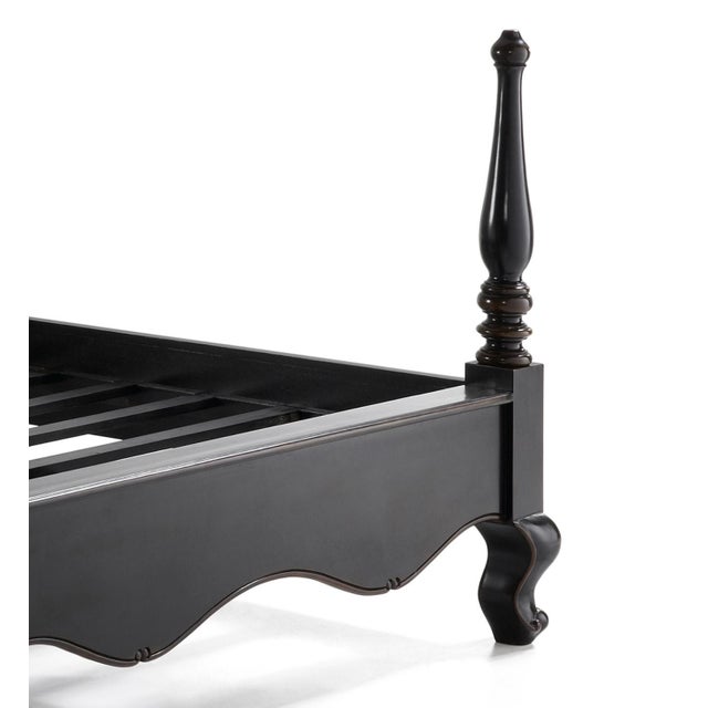 New Louis XV Style Black Ebonized Mahogany Queen Bed For Sale - Image 4 of 5