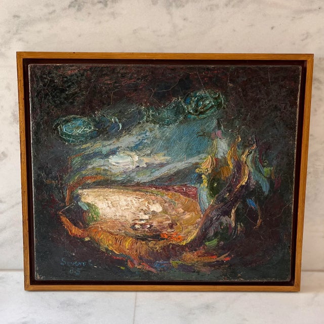 Vintage Abstract Oil Painting by F. Sovero Cuyubama (20th C) For Sale - Image 12 of 12
