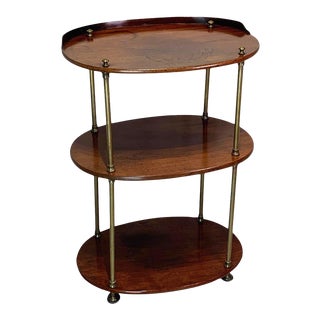 Antique English Campaign Ware Mahogany and Brass Oval Etagere (Ship Captains Table) For Sale