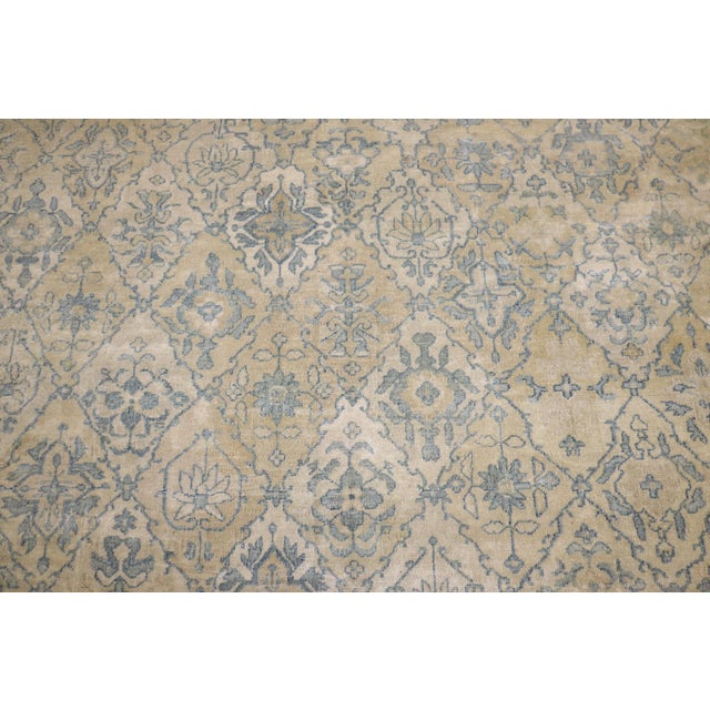 Early 20th Century Early 20th Century Lovely Blue Tan Chinese Geometric Rug - 10' x 13'3" For Sale - Image 5 of 12