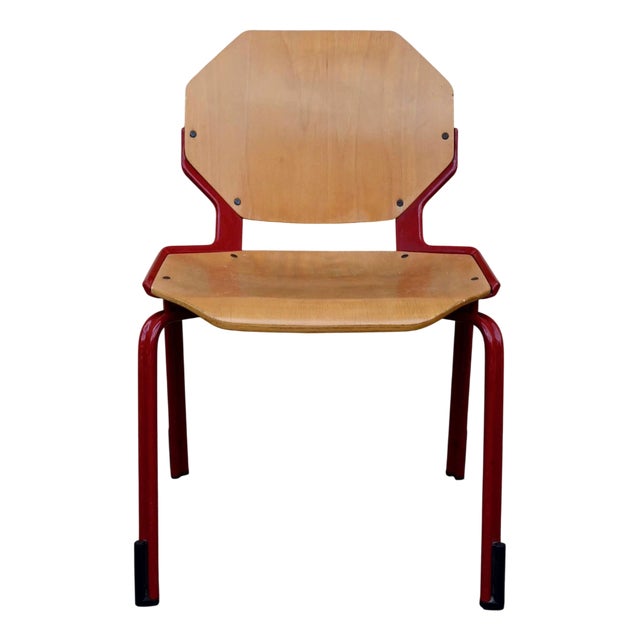 Postmodern Series 34 Rio Chairs in Red Wood from Fröscher, 1985 For Sale