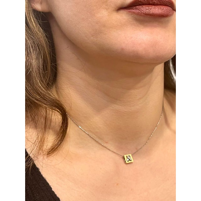 18 Karat Gold Pendant with White Diamond in White Platinum Chain For Sale - Image 14 of 18