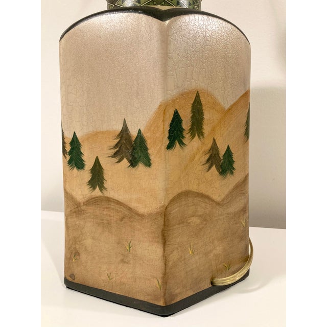 Wildwood Late 20th Century Hand Painted Woodland Pine Tree Table Lamp by Wildwood For Sale - Image 4 of 8
