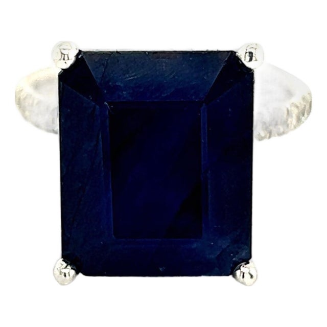 Sapphire Diamond Ring 14k Y Gold 12.05 TCW Certified, Size 6.75 For Sale