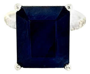 Sapphire Diamond Ring 14k Y Gold 12.05 TCW Certified, Size 6.75