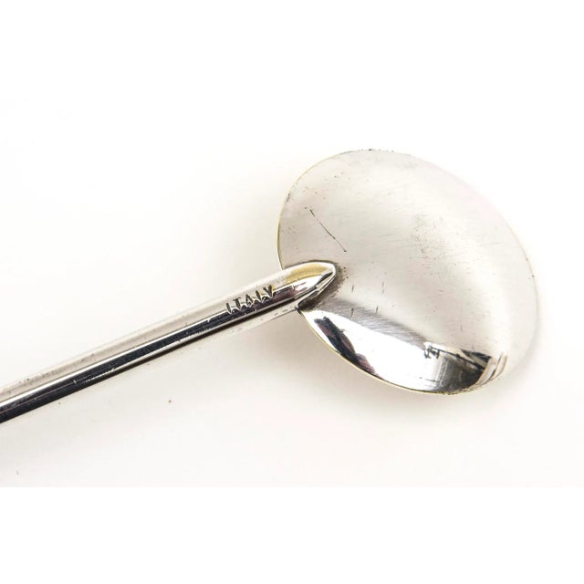 Vintage Italian Signed Silver Plate Modernist Martini Pitcher With Long Spoon, 1970's For Sale - Image 9 of 10