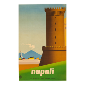 Rare Italian Travel Poster Napoli by Mario Puppo C1950 Rare Italian Enit Poster