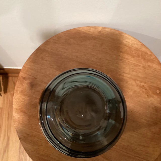 Vintage Mid 20th Century Black and Gray Smooth Patterns Large Glassware Artistic Vase Transparent Murano Glass Style For Sale - Image 10 of 13