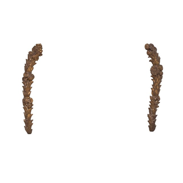 18th Century Hand Carved Gilt wood Architectural Elements Depicting Fruit and Flowers, Italian, Circa 1750s - a Pair